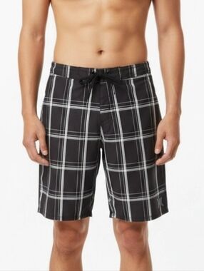 Hurley Mens Board Shorts Sz 28 Swim Trunk Summer Wear Black-White Large Checks
